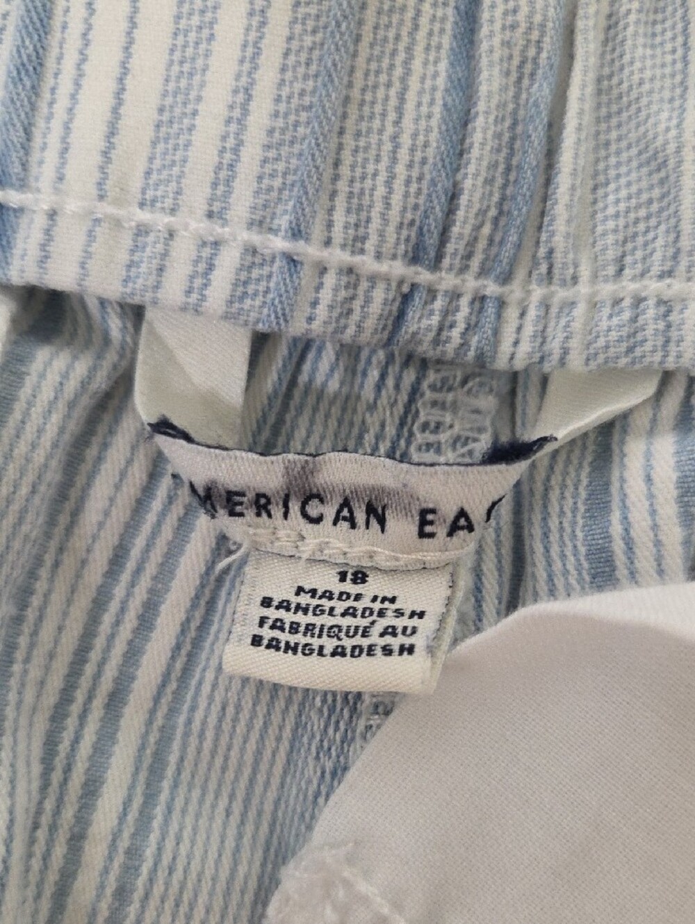 American Eagle Outfitters Light Blue & White Striped High-Waist Shorts Size 18 - Picture 4 of 7